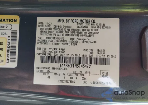 2022 Ford Mustang Gt Premium Fastback z USA, uszkodzony, nr VIN 1FA6P8CF1N5145472